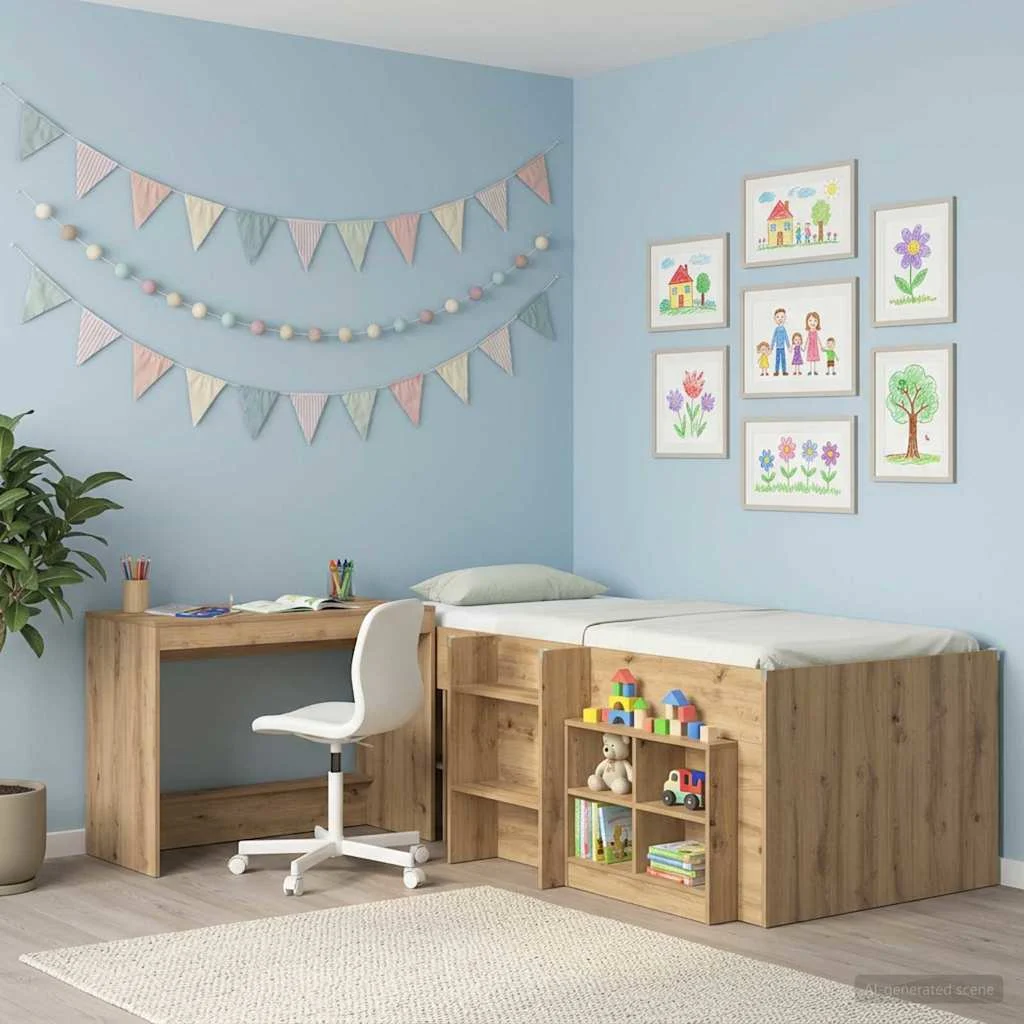 Bureau de lit 100 x 45 x 75 cm chêne artisanal bois d'ingénierie – vue de détail