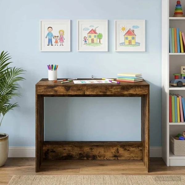 Bureau de lit 100 x 45 x 75 cm chêne fumé bois d'ingénierie – vue d’ensemble