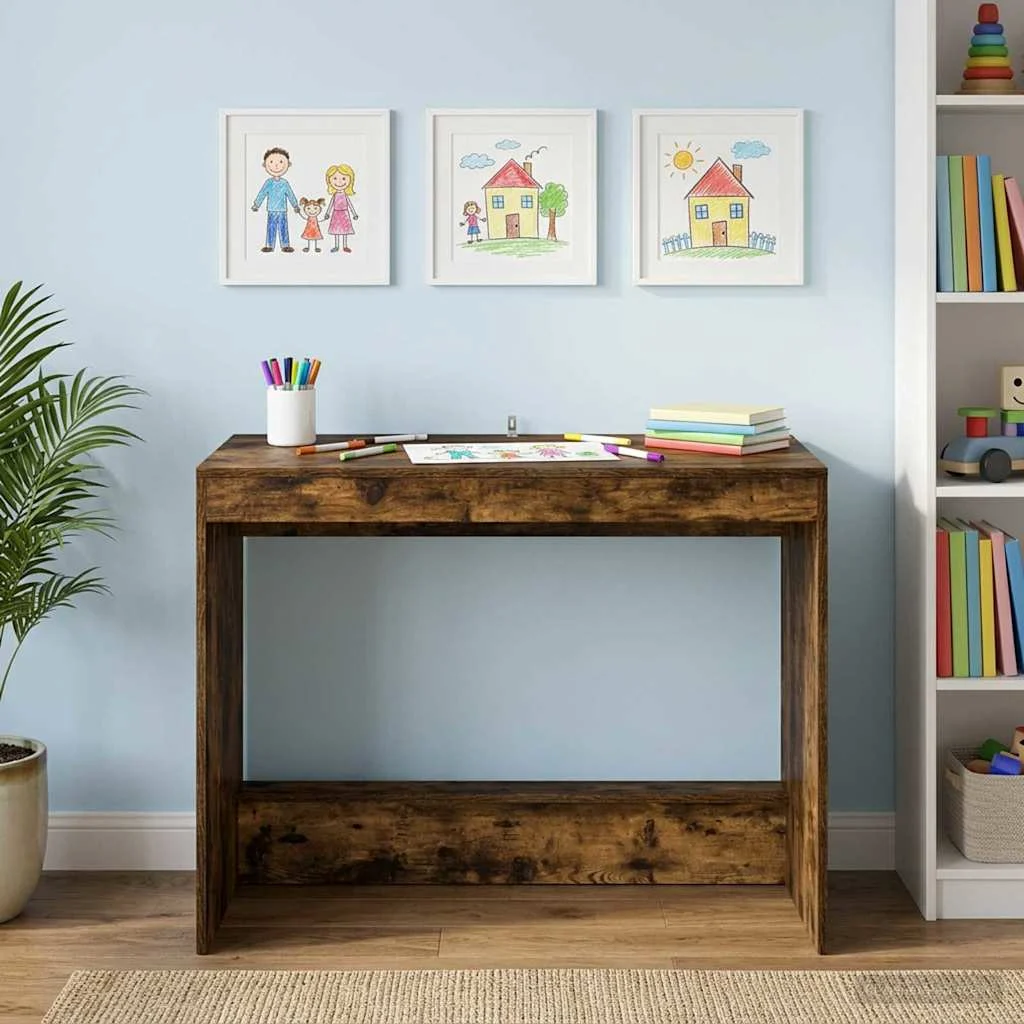 Bureau de lit 100 x 45 x 75 cm chêne fumé bois d'ingénierie – vue d’ensemble