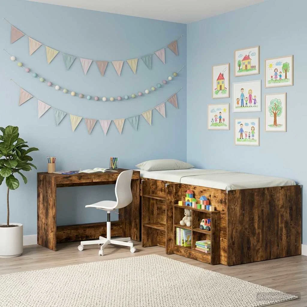 Bureau de lit 100 x 45 x 75 cm chêne fumé bois d'ingénierie – vue en situation