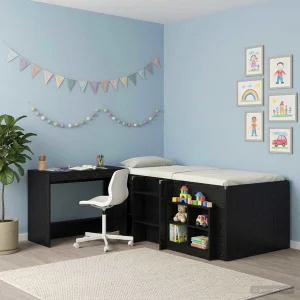 Bureau de lit 100 x 45 x 75 cm chêne noir bois d'ingénierie – vue d’ensemble