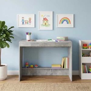 Bureau de lit 100 x 45 x 75 cm gris béton bois d'ingénierie – vue d’ensemble