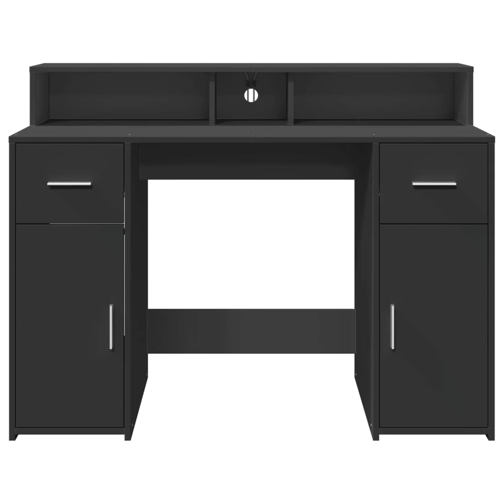 Bureau avec lumières LED 120 x 55 x 91 cm noir bois d'ingénierie – vue de dos