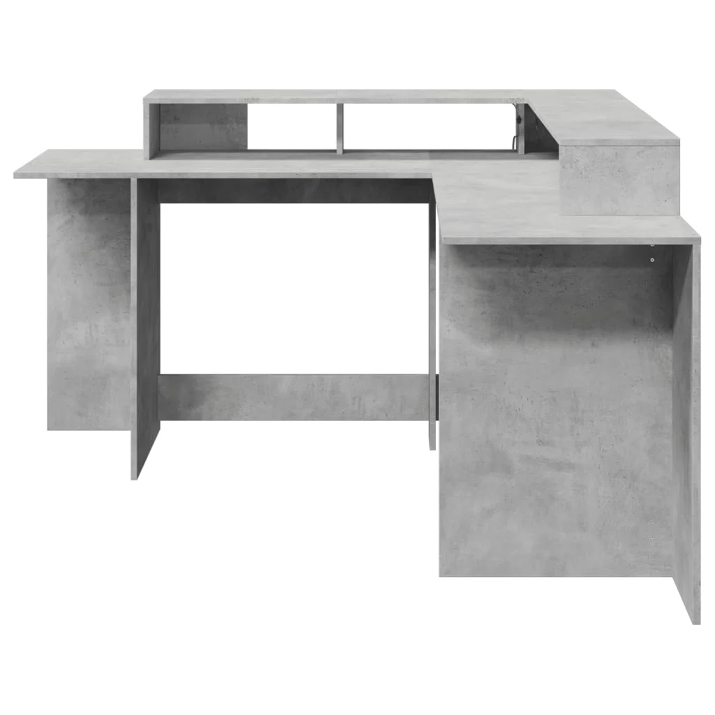 Bureau et lumières LED 152 x 152 x 91 cm gris bois d'ingénierie – vue de dos