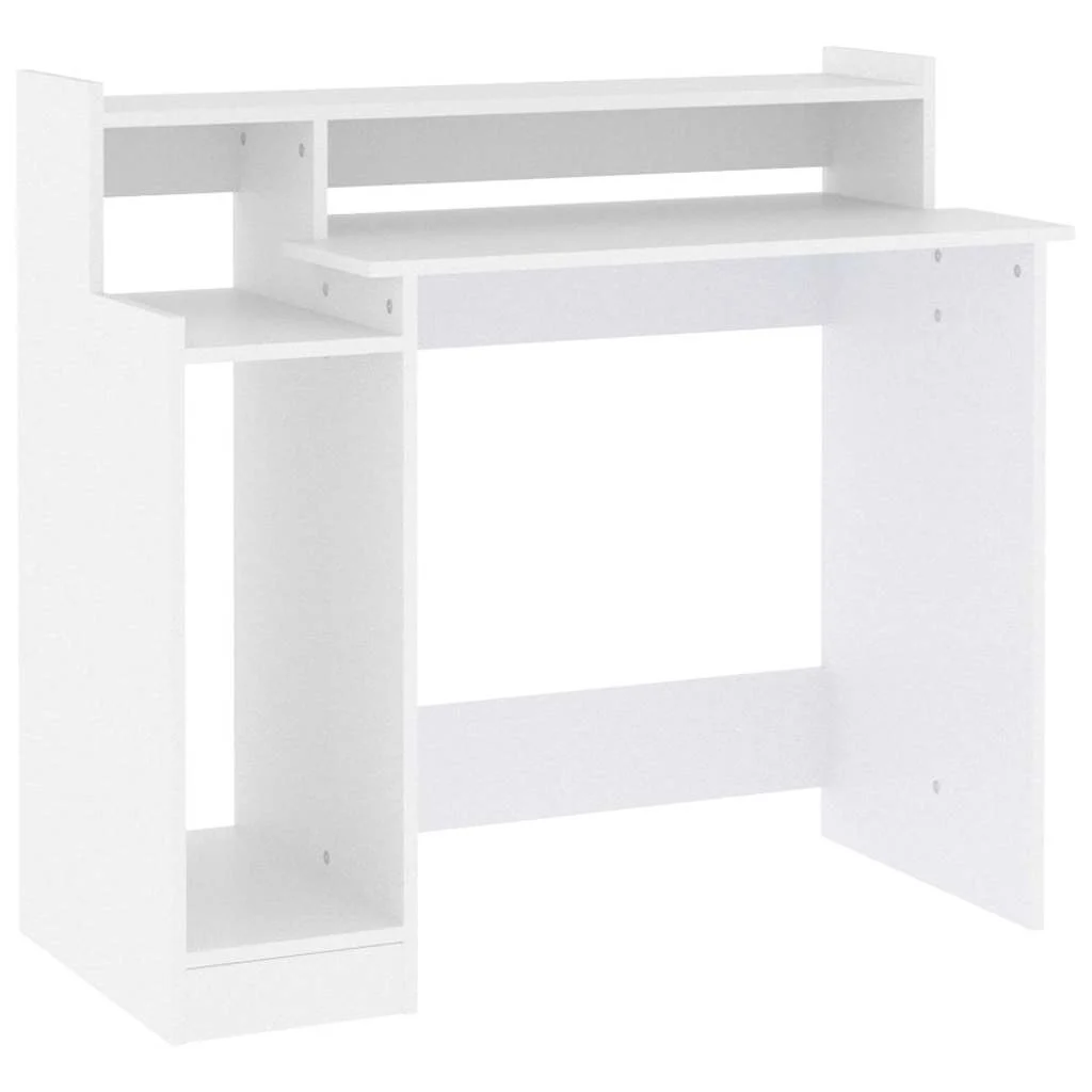 Bureau avec lumières LED 97 x 45 x 90 cm blanc bois d'ingénierie – vue de dos