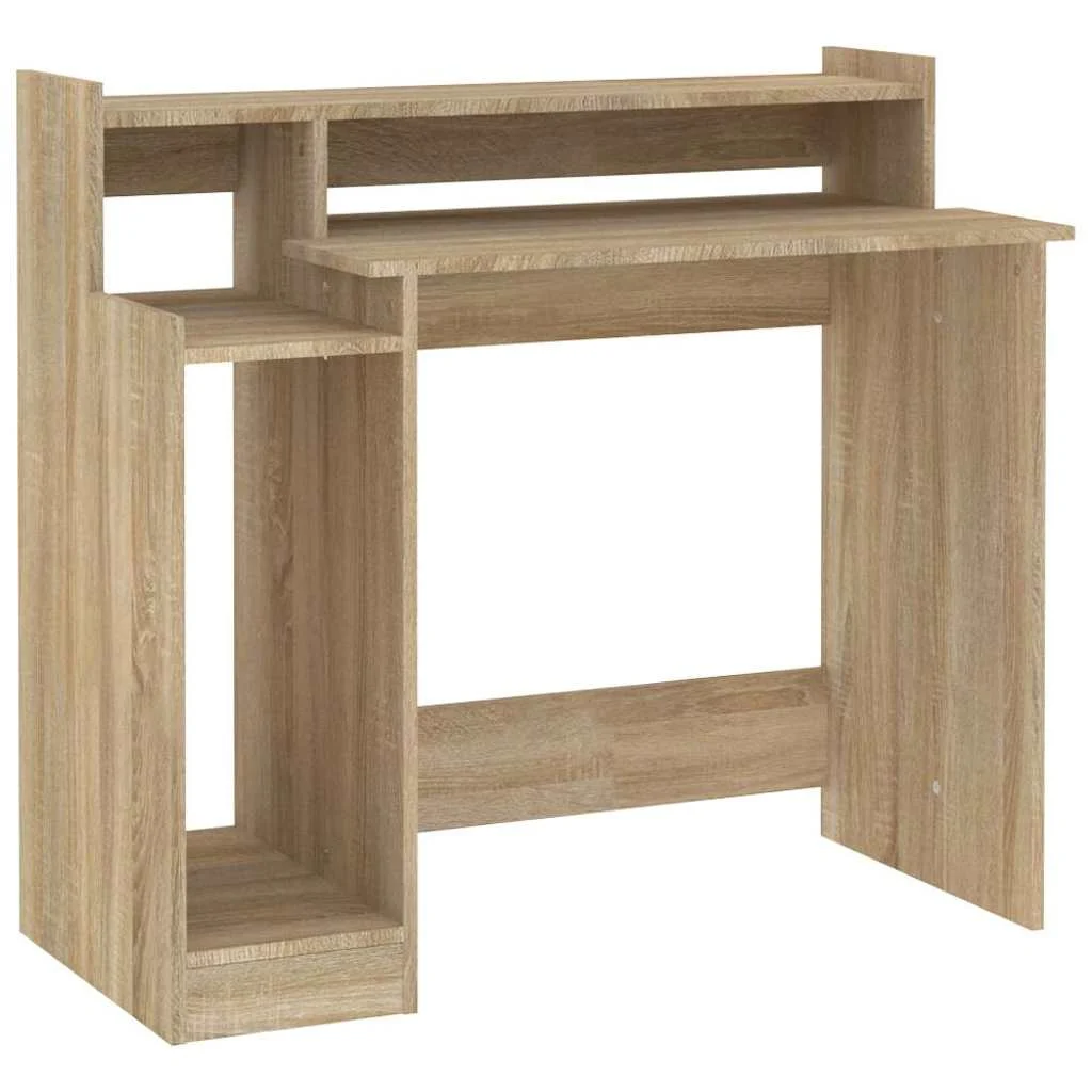 Bureau avec lumières LED 97 x 45 x 90 cm chêne sonoma bois d'ingénierie – vue de dos