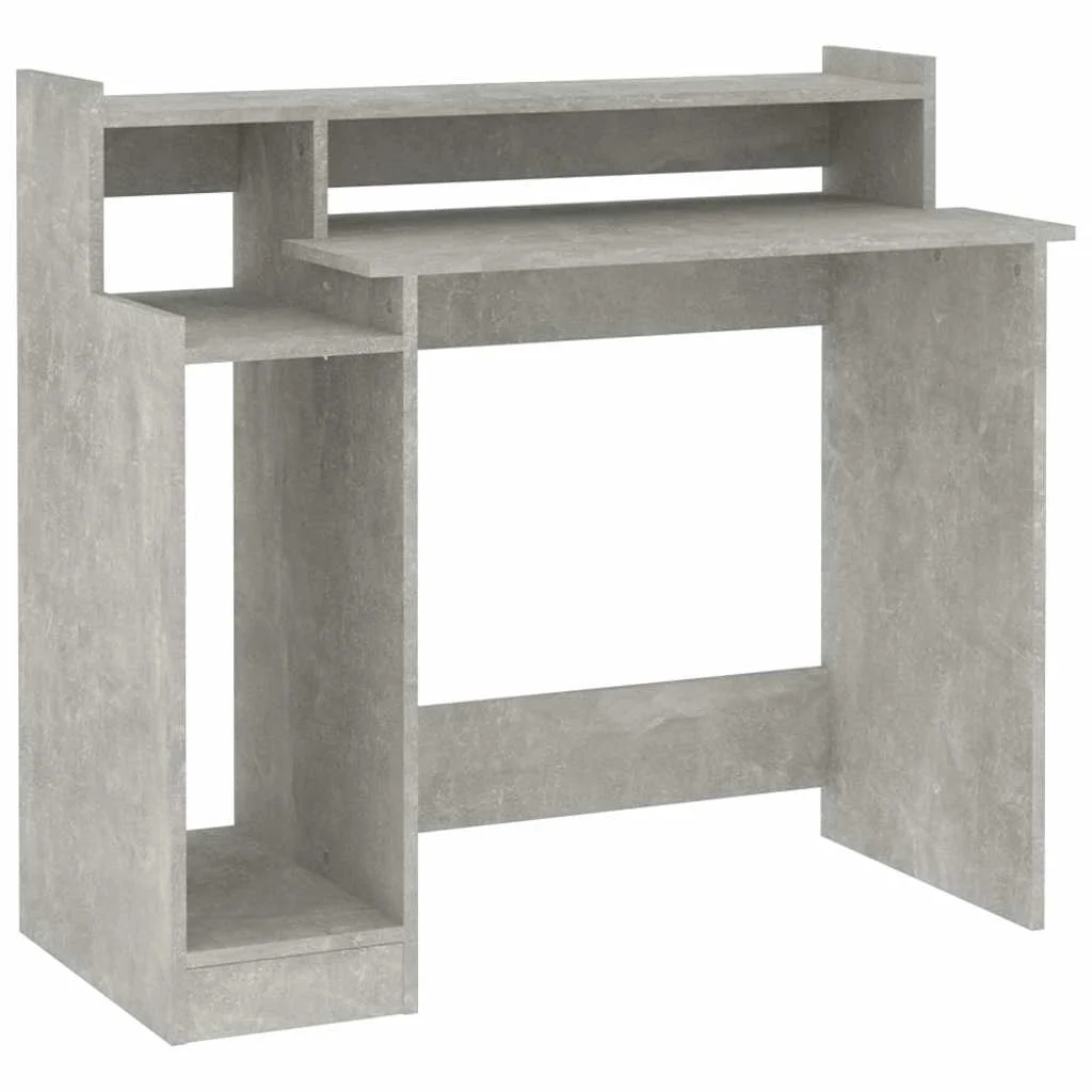 Bureau et lumières LED 97 x 45 x 90 cm gris béton bois d'ingénierie – vue de dos