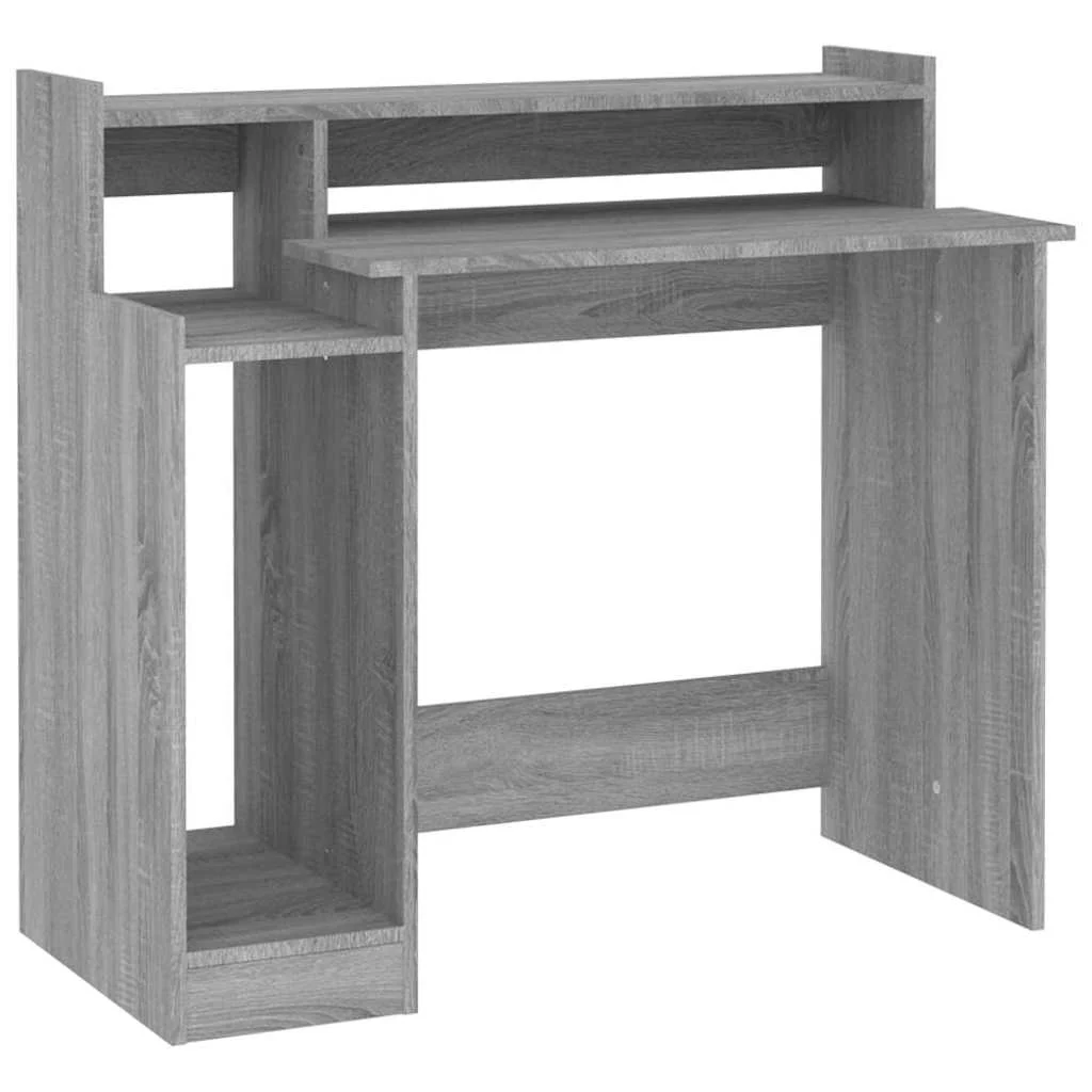 Bureau et lumières LED 97 x 45 x 90 cm sonoma gris bois d'ingénierie – vue de dos