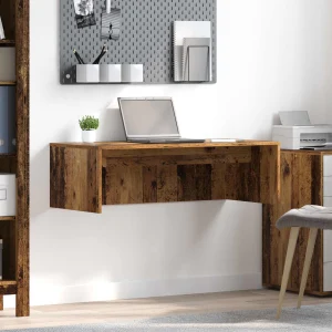 Bureau mural 100 x 45 x 30 cm bois ancien bois d'ingénierie – vue d’ensemble