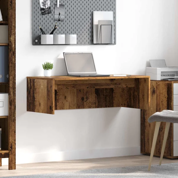 Bureau mural 100 x 45 x 30 cm bois ancien bois d'ingénierie – vue d’ensemble
