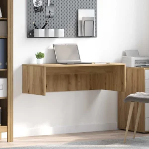 Bureau mural 100 x 45 x 30 cm chêne artisanal bois d'ingénierie – vue d’ensemble