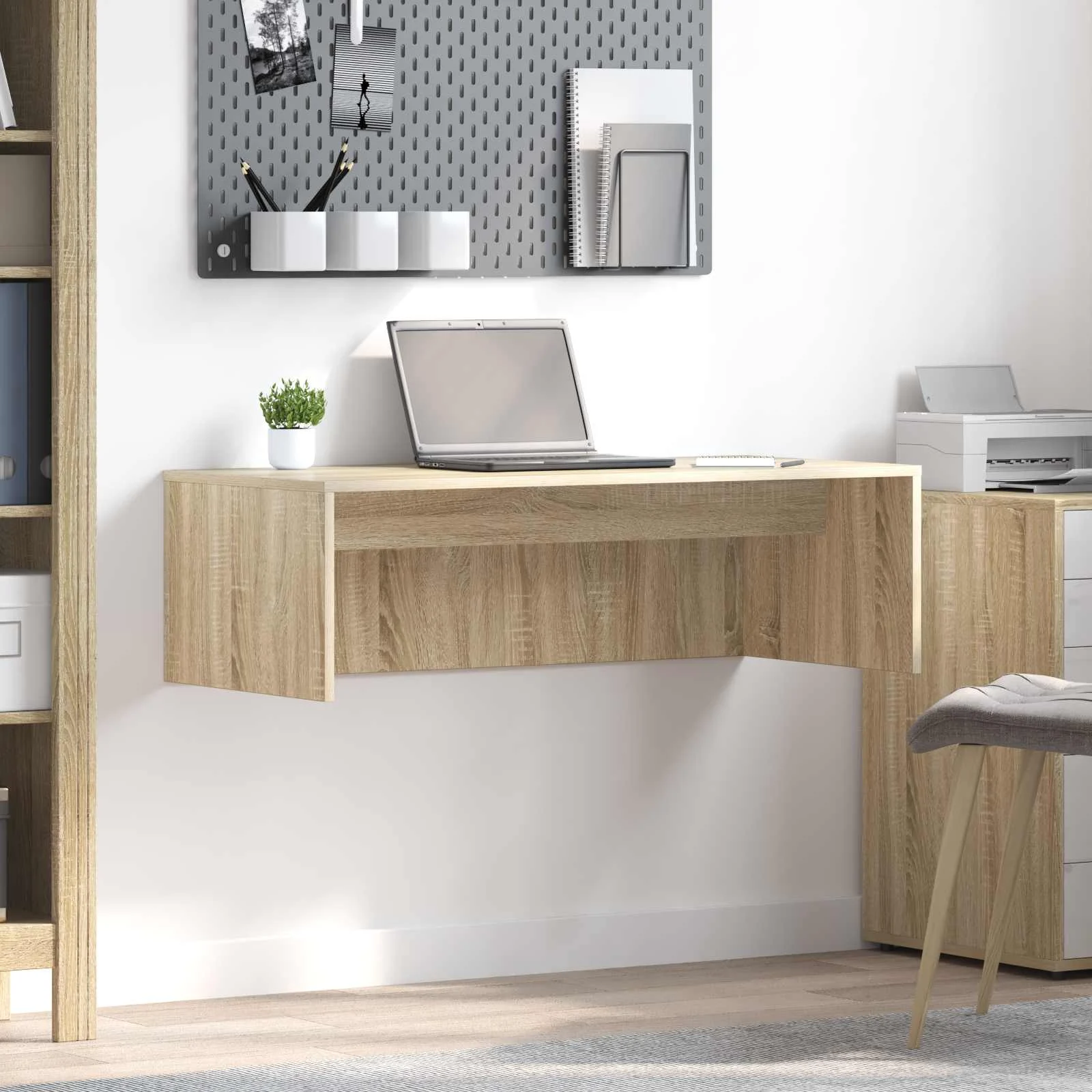 Bureau mural 100 x 45 x 30 cm chêne sonoma bois d'ingénierie – vue d’ensemble