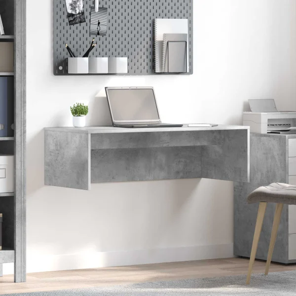 Bureau mural 100 x 45 x 30 cm gris béton bois d'ingénierie – vue d’ensemble