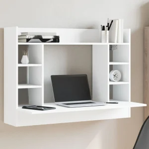 Bureau mural 105 x 48 x 75 cm blanc bois d'ingénierie – vue d’ensemble