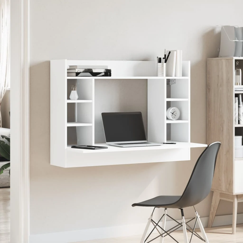 Bureau mural 105 x 48 x 75 cm blanc bois d'ingénierie – vue de détail