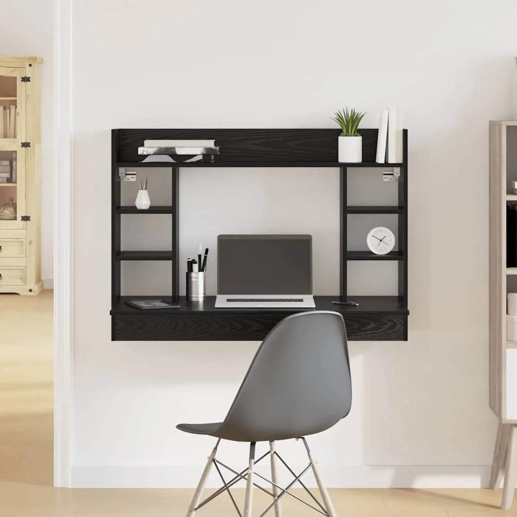 Bureau mural 105 x 48 x 75 cm bois ancien bois d'ingénierie – vue d’ensemble