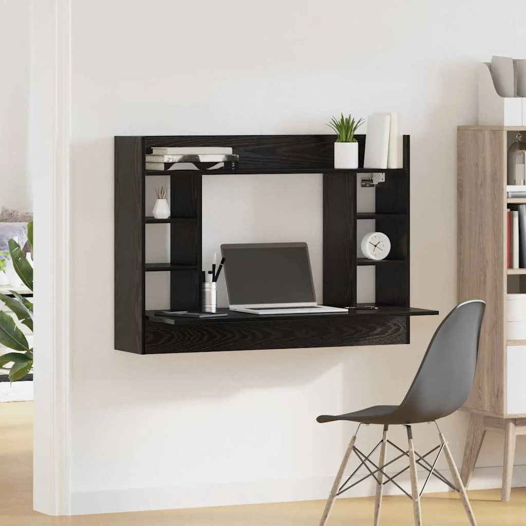 Bureau mural 105 x 48 x 75 cm bois ancien bois d'ingénierie – vue en situation