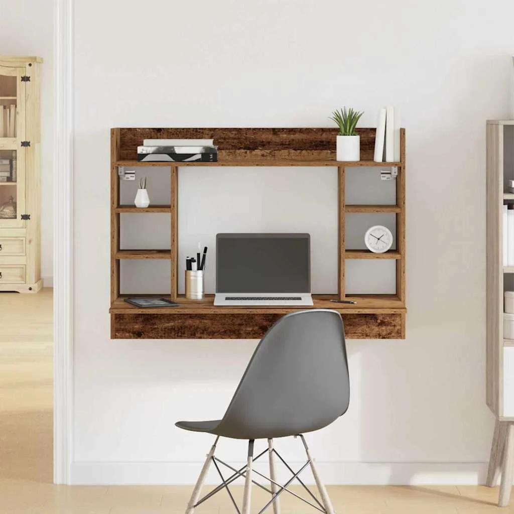 Bureau mural 105 x 48 x 75 cm chêne artisanal bois d'ingénierie – vue d’ensemble