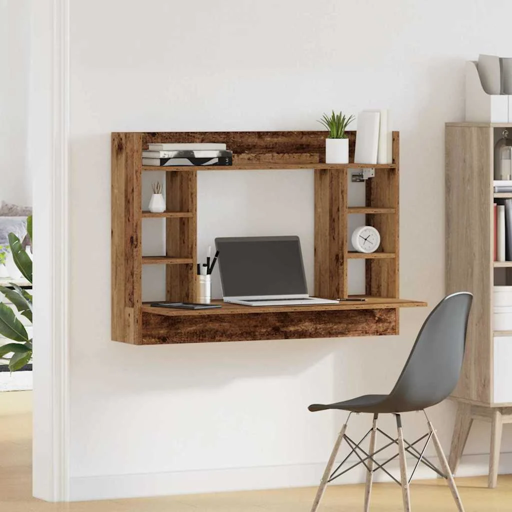 Bureau mural 105 x 48 x 75 cm chêne artisanal bois d'ingénierie – vue en situation