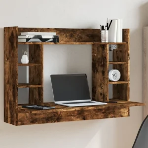 Bureau mural 105 x 48 x 75 cm chêne fumé bois d'ingénierie – vue d’ensemble
