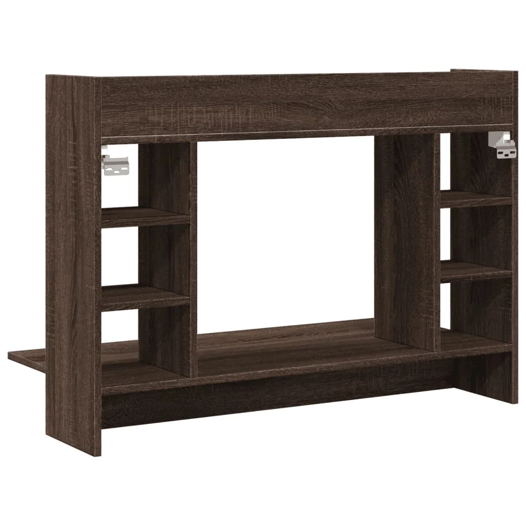Bureau mural 105 x 48 x 75 cm chêne marron bois d'ingénierie – vue de dessus
