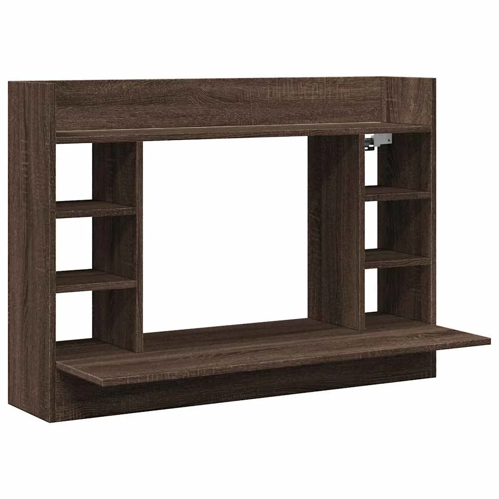 Bureau mural 105 x 48 x 75 cm chêne marron bois d'ingénierie – vue de côté