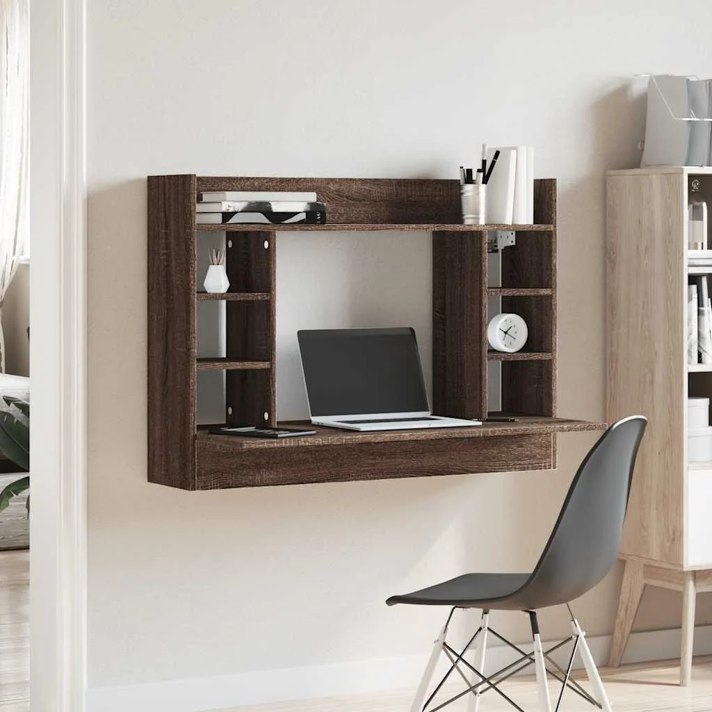 Bureau mural 105 x 48 x 75 cm chêne marron bois d'ingénierie – vue de détail