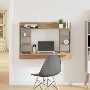 Bureau mural 105 x 48 x 75 cm chêne noir bois d'ingénierie – vue d’ensemble