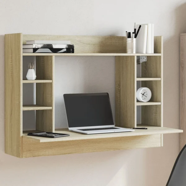 Bureau mural 105 x 48 x 75 cm chêne sonoma bois d'ingénierie – vue d’ensemble