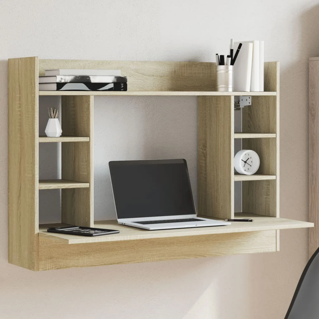 Bureau mural 105 x 48 x 75 cm chêne sonoma bois d'ingénierie – vue d’ensemble
