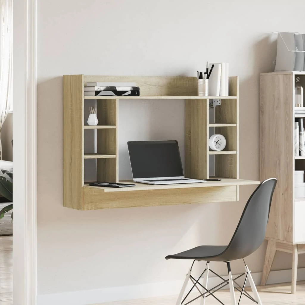 Bureau mural 105 x 48 x 75 cm chêne sonoma bois d'ingénierie – vue de détail