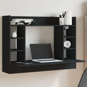 Bureau mural 105 x 48 x 75 cm noir bois d'ingénierie – vue d’ensemble