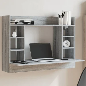 Bureau mural 105 x 48 x 75 cm sonoma gris bois d'ingénierie – vue d’ensemble
