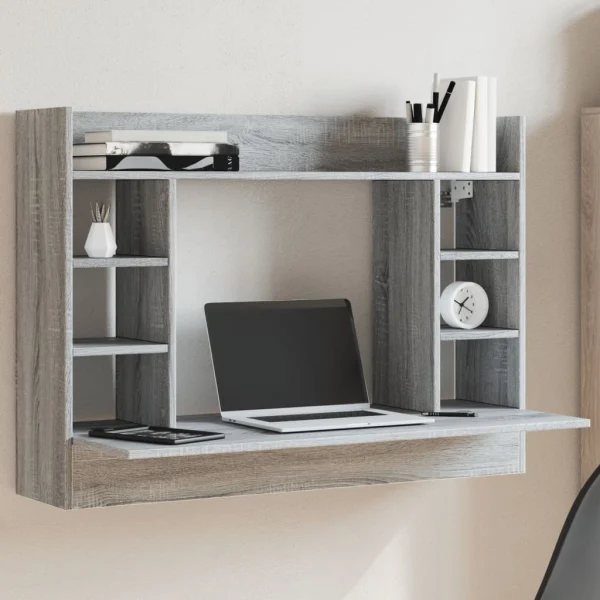 Bureau mural 105 x 48 x 75 cm sonoma gris bois d'ingénierie – vue d’ensemble