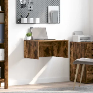 Bureau mural 60 x 45 x 30 cm chêne fumé bois d'ingénierie – vue d’ensemble