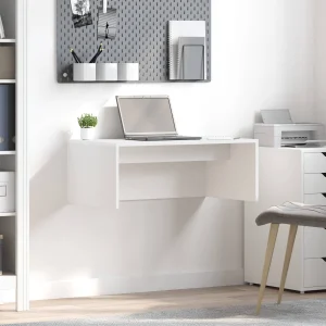 Bureau mural 80 x 45 x 30 cm blanc bois d'ingénierie – vue d’ensemble