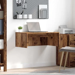 Bureau mural 80 x 45 x 30 cm bois ancien bois d'ingénierie – vue d’ensemble