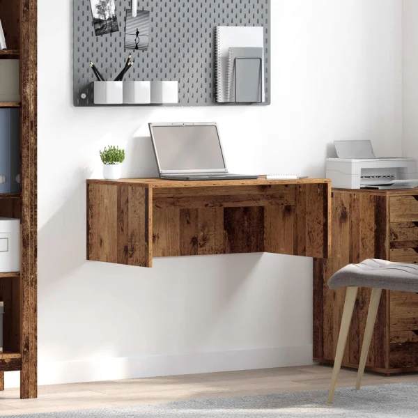 Bureau mural 80 x 45 x 30 cm bois ancien bois d'ingénierie – vue d’ensemble