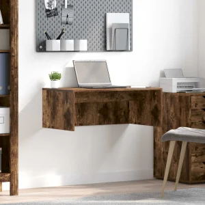 Bureau mural 80 x 45 x 30 cm chêne fumé bois d'ingénierie – vue d’ensemble