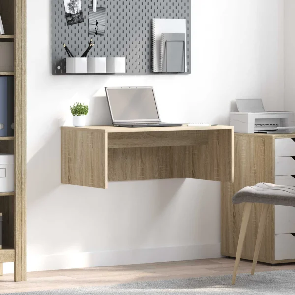 Bureau mural 80 x 45 x 30 cm chêne sonoma bois d'ingénierie – vue d’ensemble