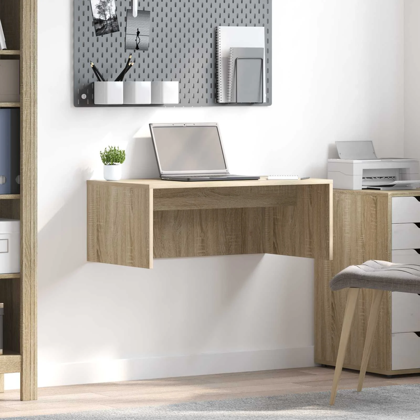 Bureau mural 80 x 45 x 30 cm chêne sonoma bois d'ingénierie – vue d’ensemble