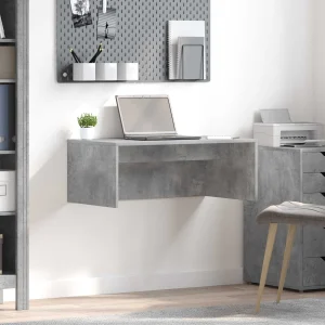 Bureau mural 80 x 45 x 30 cm gris béton bois d'ingénierie – vue d’ensemble