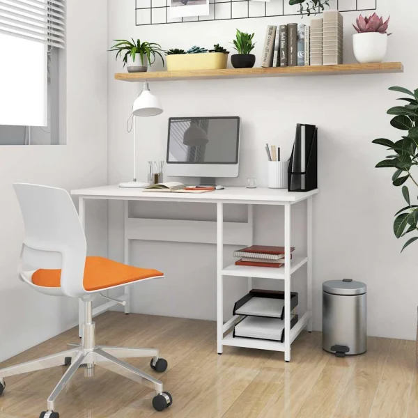 Bureau d'ordinateur 105 x 50 x 72 cm blanc mdf – vue d’ensemble