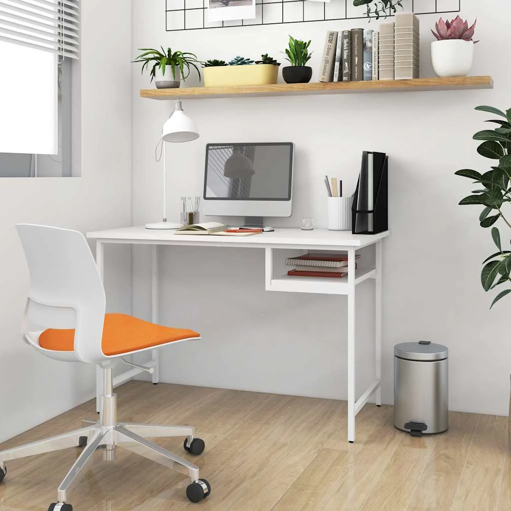 Bureau d'ordinateur 105 x 55 x 72 cm blanc mdf – modèle 2 – vue d’ensemble