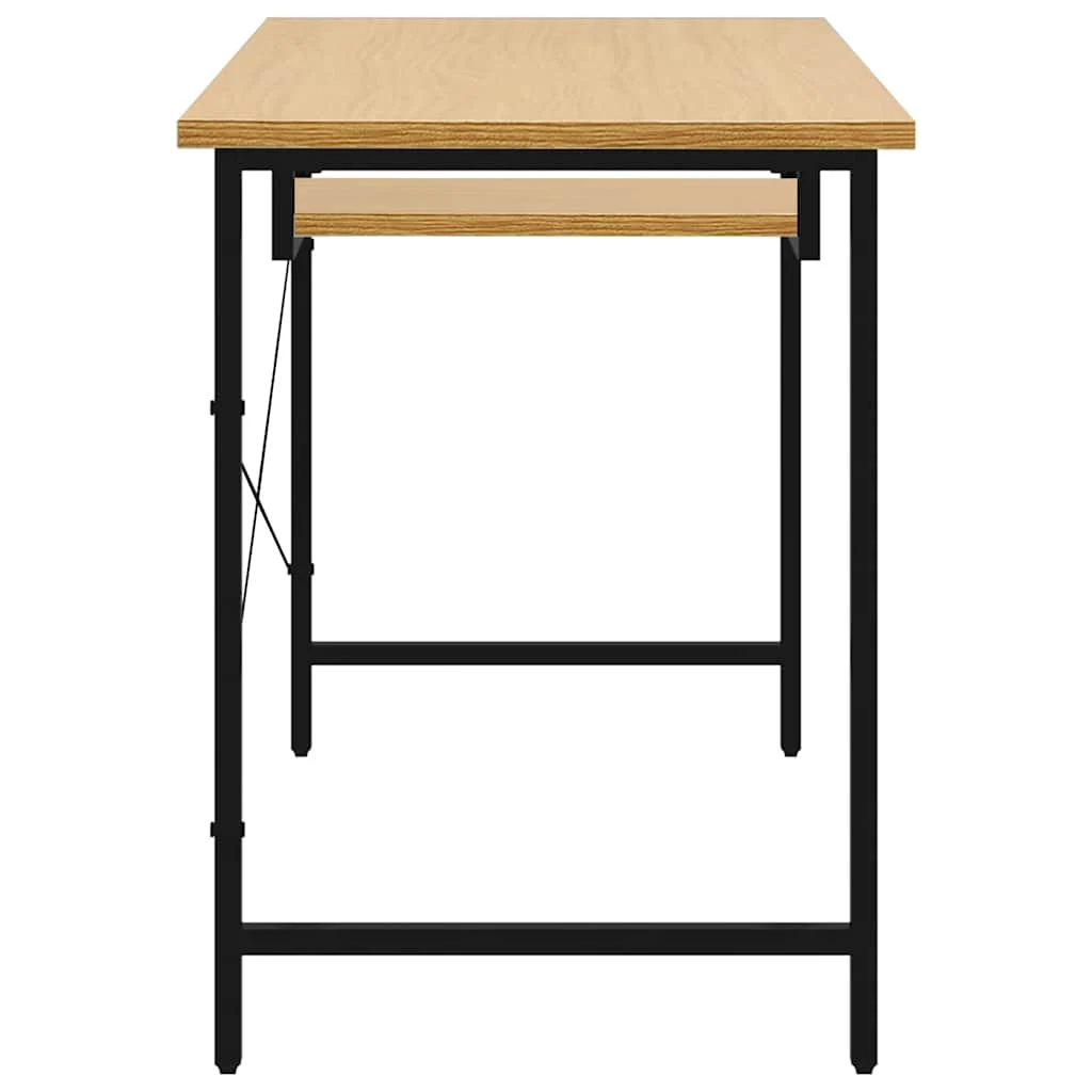 Bureau d'ordinateur 105 x 55 x 72 cm noir et chêne clair mdf – vue de dessus