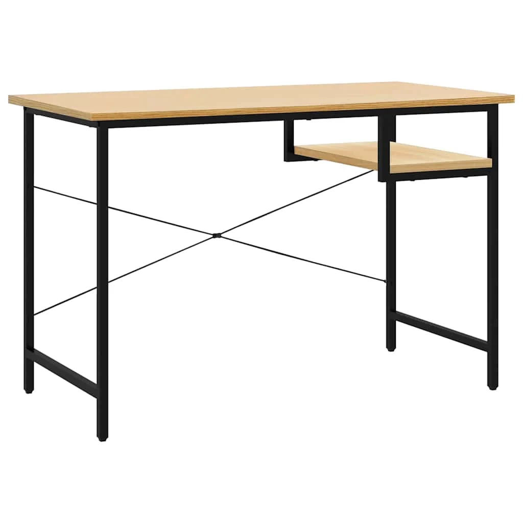 Bureau d'ordinateur 105 x 55 x 72 cm noir et chêne clair mdf – vue de côté