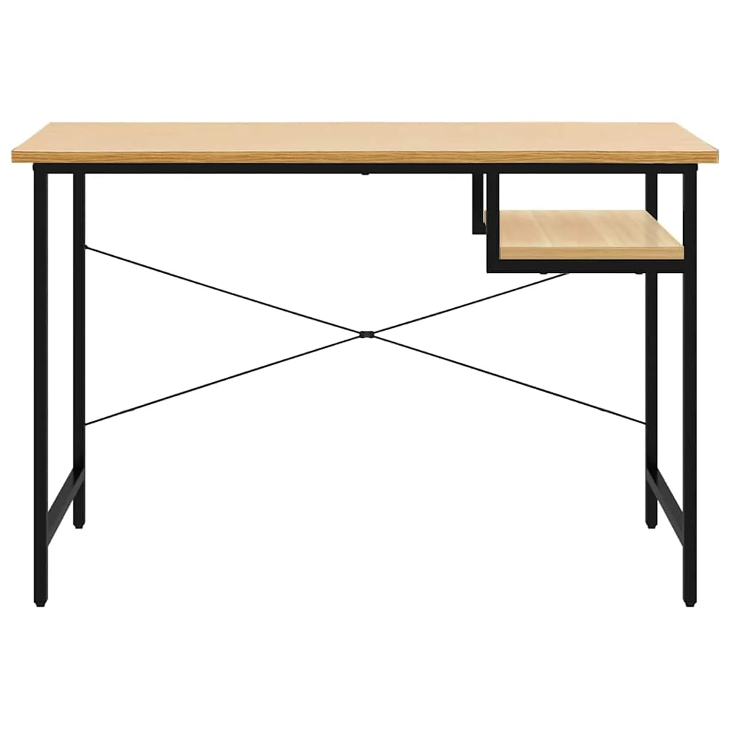 Bureau d'ordinateur 105 x 55 x 72 cm noir et chêne clair mdf – vue de détail