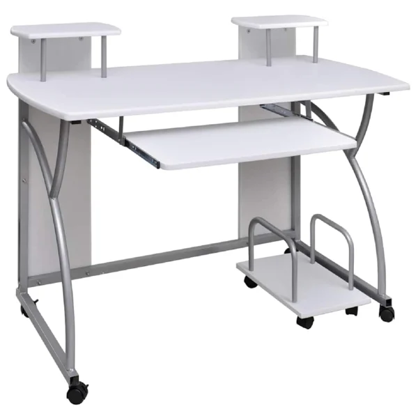 Bureau d'ordinateur 110 x 52 x 88,5 cm blanc bois d'ingénierie – vue d’ensemble