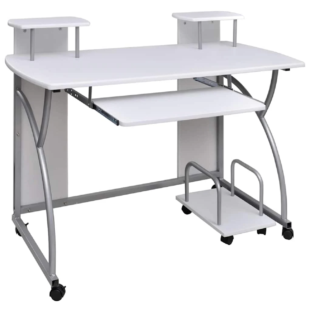Bureau d'ordinateur 110 x 52 x 88,5 cm blanc bois d'ingénierie – vue d’ensemble