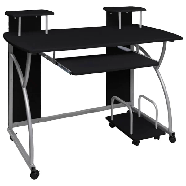 Bureau d'ordinateur 110 x 52 x 88,5 cm noir bois d'ingénierie – vue d’ensemble